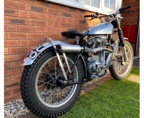 AJS Tele Rigid trials bike, 1952, 500cc.Runs and rides, this is an AJS 500cc Model 18 built into Andy Bamford hand made trial