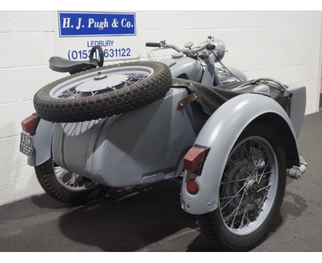 KMZ K750 motorcycle and sidecar outfit. 1968. 750cc.Frame No. 95962Engine No. 95962Runs and rides. Manufactured in Ukraine co