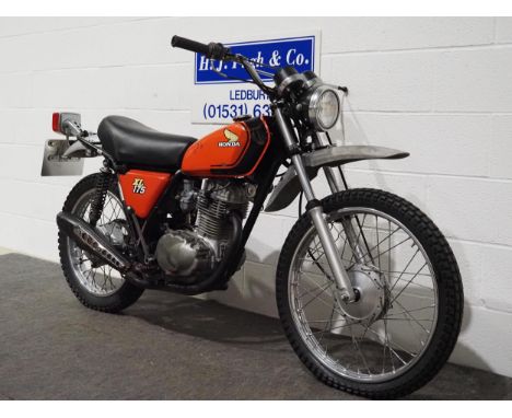 Honda XL175, trials motorcycle, 1975, 173cc Frame no. XL175-3001606 Engine no. XL175E-3001620 Engine turns over, good project
