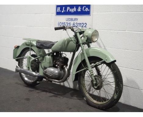 BSA D1 Bantam motorcycle. 1950. 125cc. Engine turns over. Reg. SXS 640. V5. 