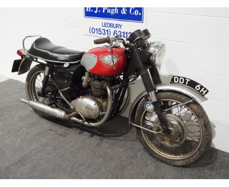 BSA A65 Lightning motorcycle, 650cc. Frame no. ND02533A65L Engine no. ND02533A65L Reg DDT 6H, V5 and keys