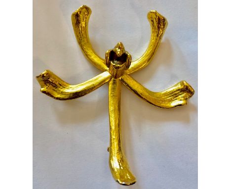 A 22 carat gold plated Orchid brooch. 