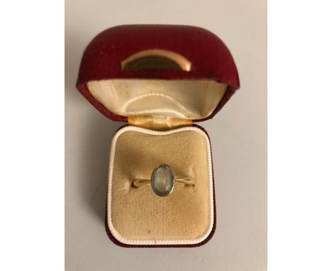 Aquamarine ring set in 18ct yellow gold, size P.
