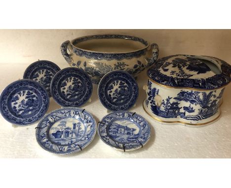 Nineteenth century ceramics including Spode, Worcester a/f, four menu holders with registration lozenge, 2 miniature plates a