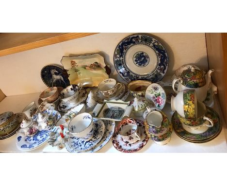 A quantity of ceramics comprising Royal Worcester, Adams, Crown Staffordshire, Cauldon, Coalport etc. 