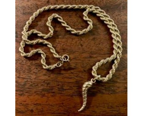 A 9ct gold chain with cornucopia drop 7.1 gms