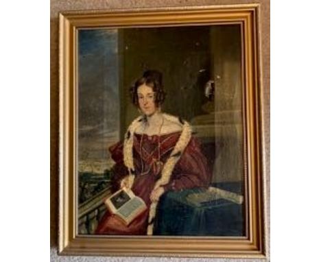 Victorian portrait of a lady oil on canvas (damaged) 37 x 29 cms