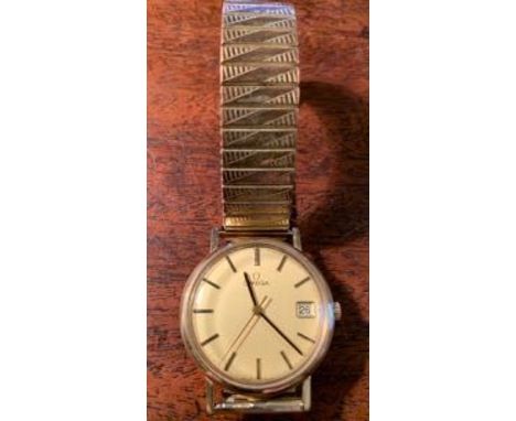Gents Omega 9ct gold wristwatch in excellent condition Ref. YG5C Mov. No. BL132501738670068 with certificate and original box