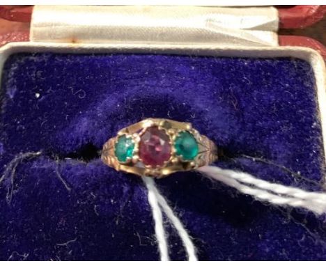 Victorian 22 ct gem set ring size k