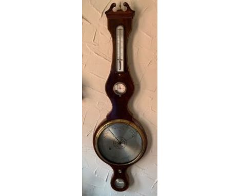 Good 19thC 5 dial mercury barometer by Hardey Hull 