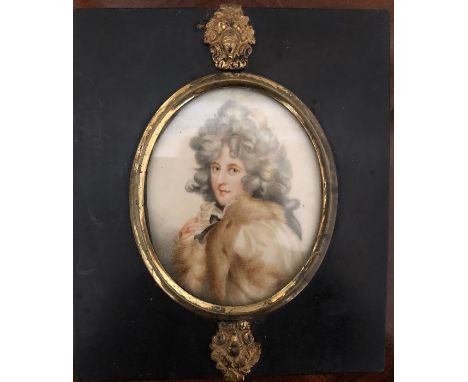 Good mid 19thC portrait miniature of a lady of quality 8 x 6.5 cm