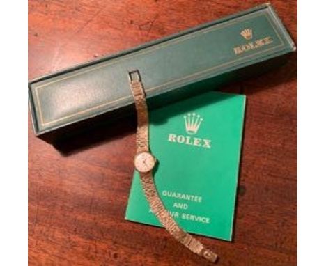 Ladies 9ct gold Rolex Precision wristwatch 1970 Watch No. 4921 with original case and certificate 51 gms winds and goes