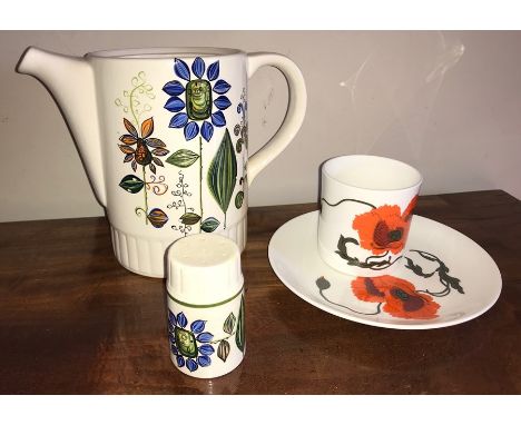 A Wedgwood part Susie Cooper design Corn Poppy coffee service together with Palissy part tea service 'Bergen' pattern and a R