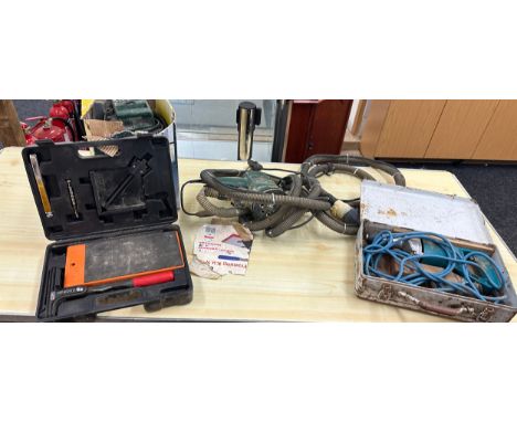 Selection of assorted tools includes Bosch wall paper stripper, cased drill etc 