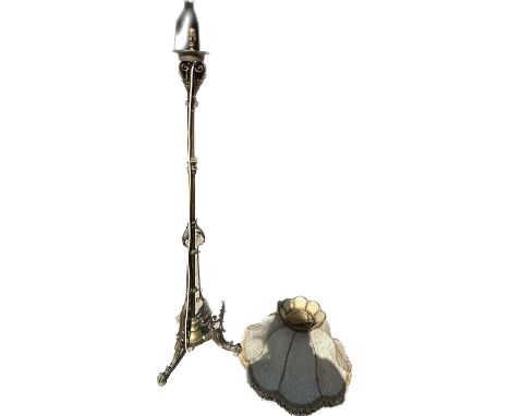 Converted gas lamp with shade measures approx 61 inches tall