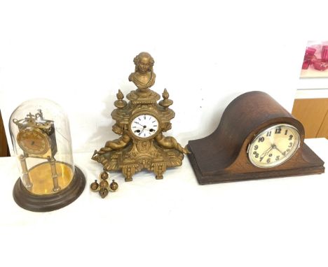 Selection of vintage mantel/ carriage clock all untested tallest measures 15 inches tall