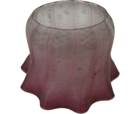 Cranberry glass oil lamp shade measures approximately 6 inches tall, burner diameter 4.5 inches, bottom diameter 8 inches