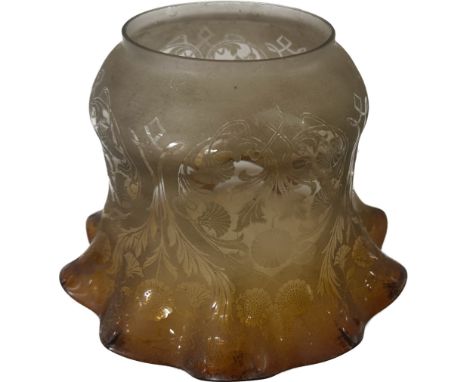 Victorian amber ombre oil lamp shade, approximate height:  6 inches, overall good condition