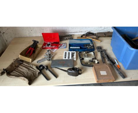 Selection of vintage and later tools to include socket sets, Numatic spray gun etc 