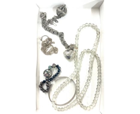 Selection of silver and costume jewellery includes silver bracelet, bangle etc 