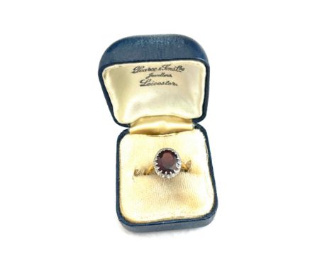 Ladies 18ct diamond and garnet set dress ring, ring size K