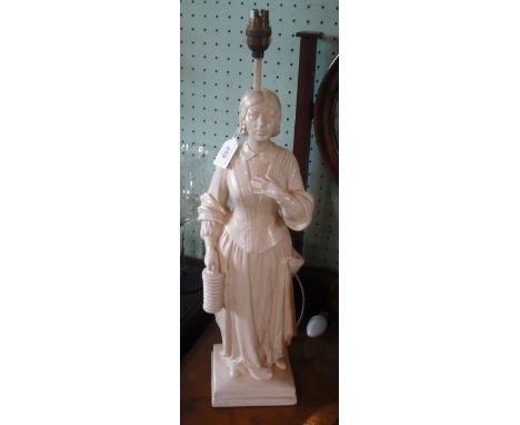 A large ceramic table lamp depicting Florence Nightingale on a stepped square base, 60cm.