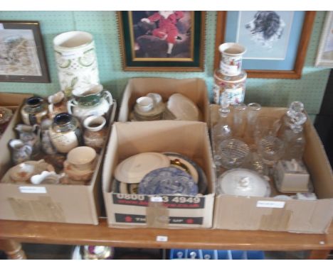 A large quantity of decorative china and glass, to include: late Victorian vases, part-tea sets, Wedgwood Willow pattern tabl