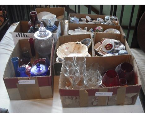 A large quantity of ceramics and glass, contained in eight boxes, to include: Crown Devon Fielding, Royal Worcester, Coronati