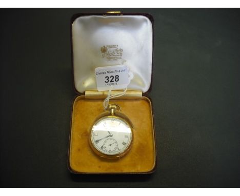 A gentleman's 9 carat gold cased pocket watch, the enamel dial signed Vertex Revue and bearing Roman numerals in fitted case.