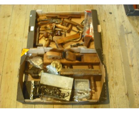 A good quantity of wood working tools, to include: planes, vices, screwdrivers and other items.