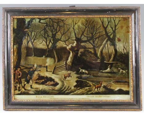 A George III reverse engraving on glass 'Partridge shooting, designed and published as the Act directs by Thomas Burford at T