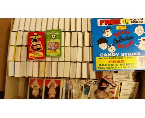 TRADE, selection of empty sweet cigarette packets, Barratt, inc. Desperate Dan, Roger the Dodger, Minnie the Minx, football, 