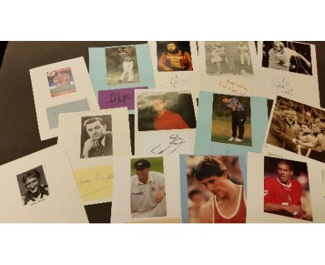 MIXED SPORT, signed white cards & pieces, inc. football, cricket, golf; McGrath, Gerrarg, Coe, Ovett, Mercer, Gascoigne (full