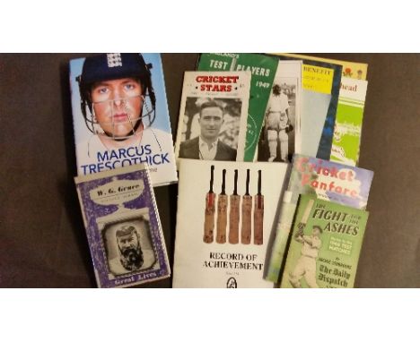 CRICKET, selection, inc. books, brochures, programmes; biographies, Cricketer Militant (Jack Parsons); testimonials (8), Wood