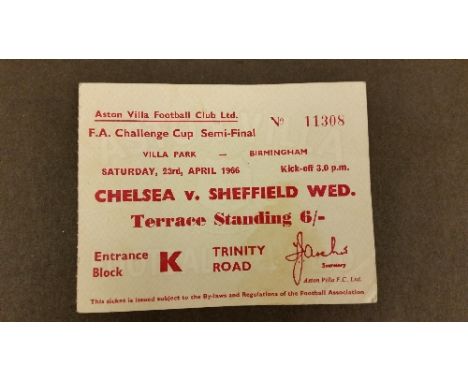 FOOTBALL, ticket, 1966 FAC Semi-Final, Chelsea v Sheffield Wednesday, VG