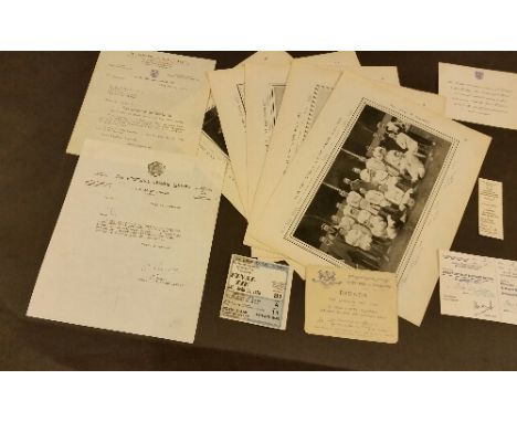 FOOTBALL, selection, inc.  post-match dinner invitation after Scotland v England (6th April 1935); Directors Box tickets, Wal