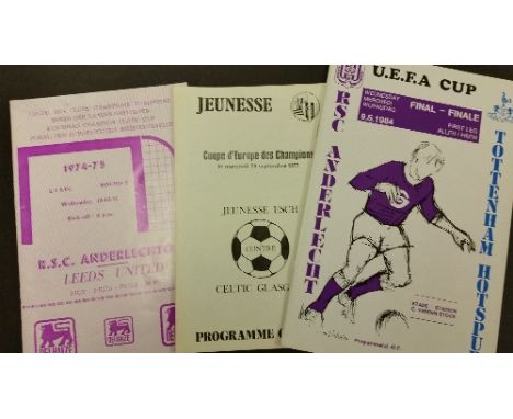 FOOTBALL, programmes, inc. Jeunesse Esch v Celtic 1977, Anderlecht v Leeds (both EC); Anderlecht v Tottenham 1984 UEFA Cup Fi