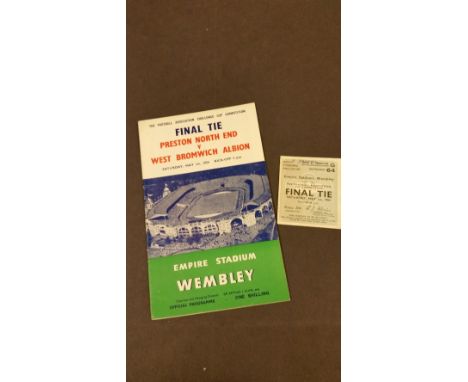 FOOTBALL, programme & ticket for 1954 FA Cup Final, Preston North End v West Bromwich Albion, VG, 2