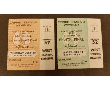 FOOTBALL, ticket from the 1966 World Cup, Uruguay v Mexico & Portugal v Russia (consolation final), both at Wembley, slight c