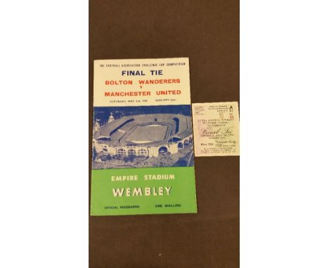 FOOTBALL, programme & ticket for 1958 FA Cup Final, Bolton v Manchester United, VG to EX, 2