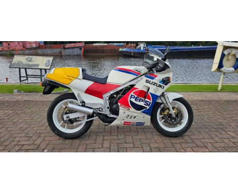 1987 Suzuki RG500, 498cc. Registration number E580 AUF. Frame number HM31A 106195. Engine number M301107211. Sold with the V5