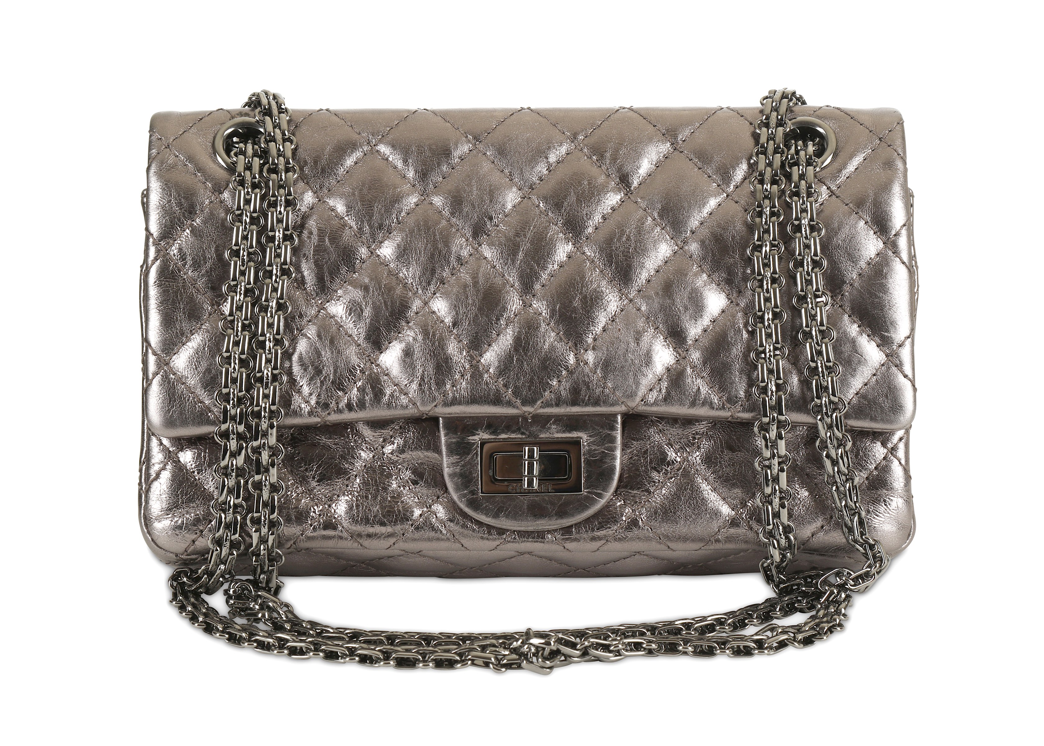 silver quilted chanel bag