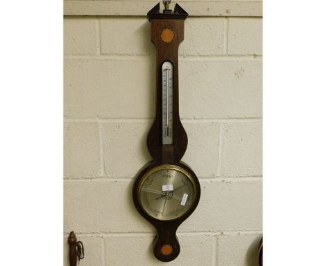 MAHOGANY AND INLAID WHEEL BAROMETER   