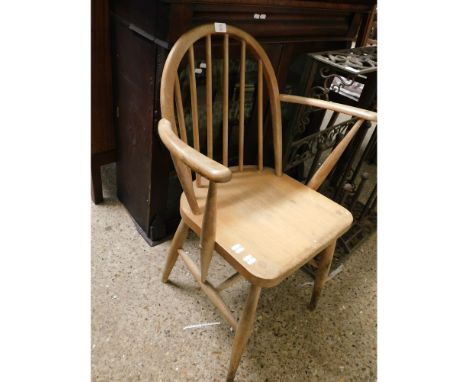 ERCOL HARD SEATED STICK BACK ARMCHAIR   