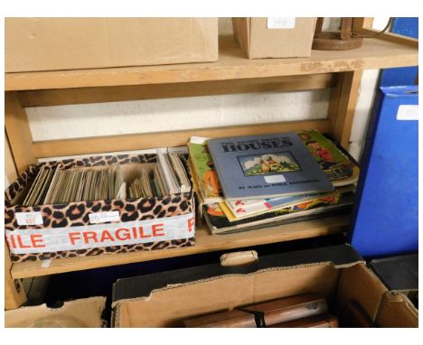 BOX CONTAINING MIXED POSTCARDS, BOOKS, MECCANO INSTRUCTIONS ETC   