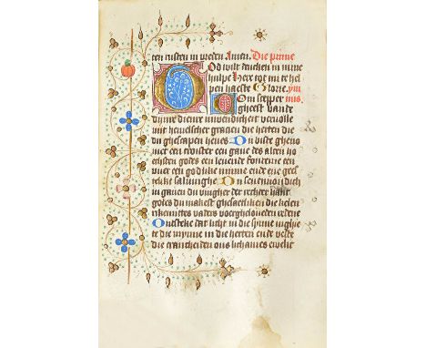 BOOK OF HOURS, in Dutch, illuminated manuscript on vellum [The Netherlands, 15th-century, 2 "parts" bound in one]. 168 x 120m