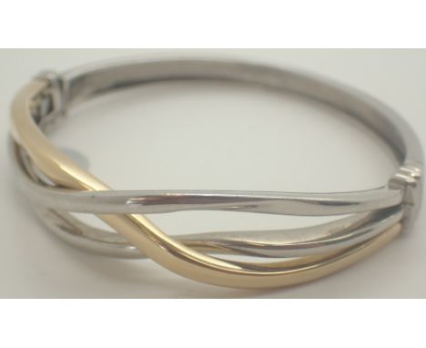 925 silver and 9ct gold fancy bangle CONDITION REPORT: Not plated.