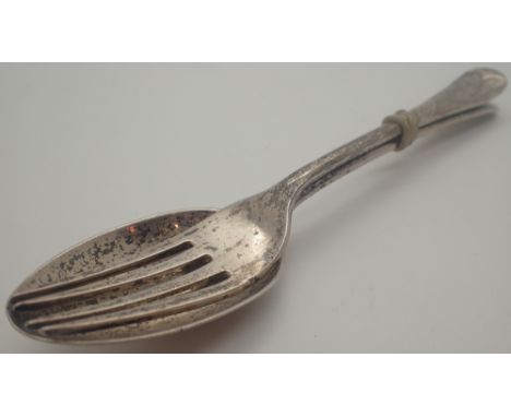 Hallmarked silver non matching Christening spoon and fork various assay date maker 70g