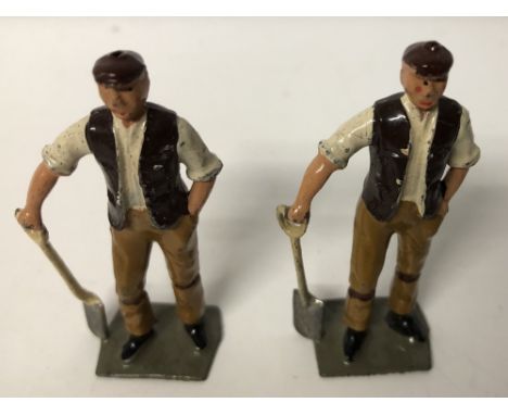 Britains vintage lead figures including two work men with shovels