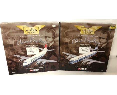 Corgi Aviation 1:144 scale Vickers Viscount British Midland Airways and a further British Airways example both boxed